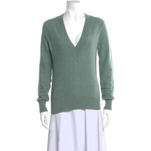Veronica Beard Green Cashmere Knit V-Neck Pullover Sweater Size XS $498